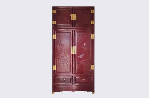 徐州高端中式家居装修深红色纯实木衣柜