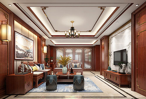 徐州小清新格调的现代简约别墅中式设计装修效果图