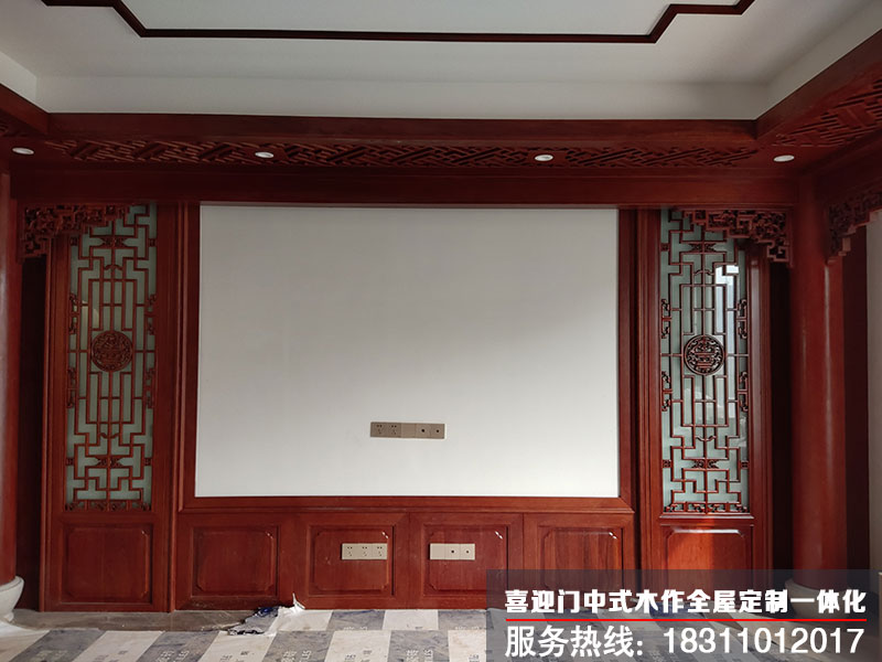 中式私人会所电视背景墙