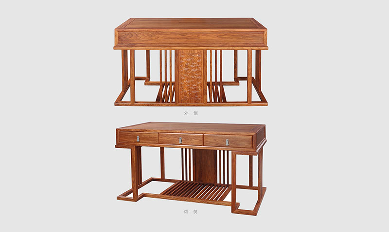 徐州 别墅中式家居书房装修实木书桌效果图